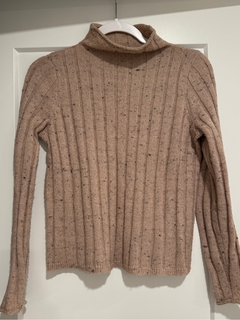 Madewell Speckled Ribbed Turtleneck Sweater - Light Blush Pink